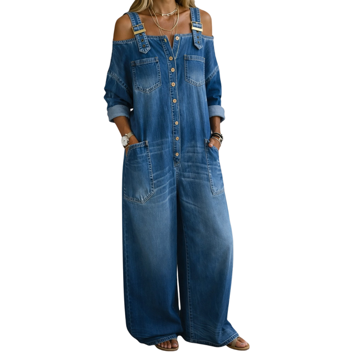 COSTANZA | TUTA IN DENIM CON SPALLE SCOPERTE