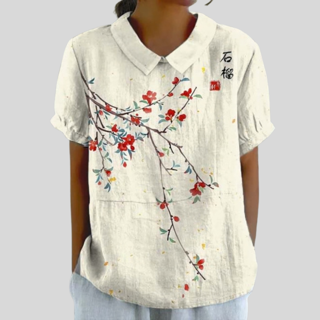 CARMELA | TOP ELEGANTE FLOREALE E CONFORTEVOLE