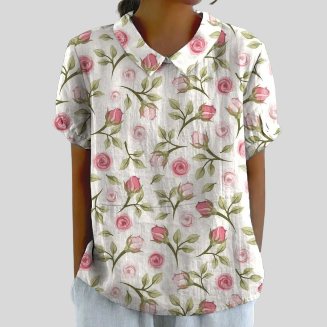 LEONORA | TOP ELEGANTE FLOREALE E CONFORTEVOLE