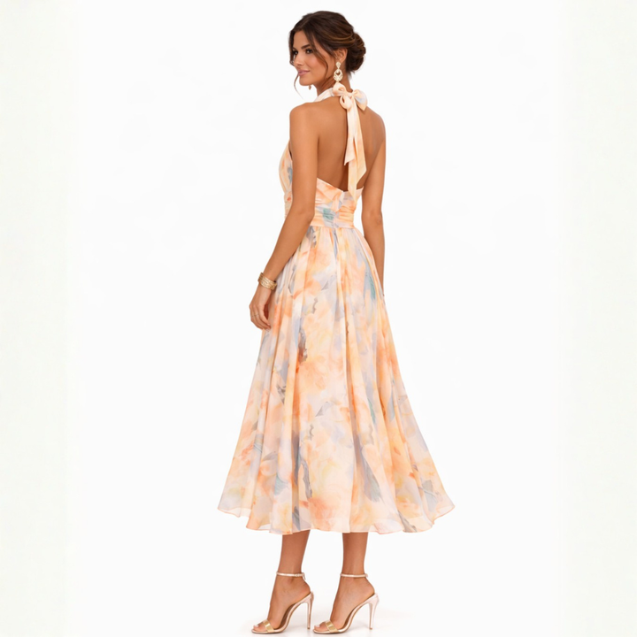 LIA | ABITO HALTER CON STAMPA ACQUERELLO