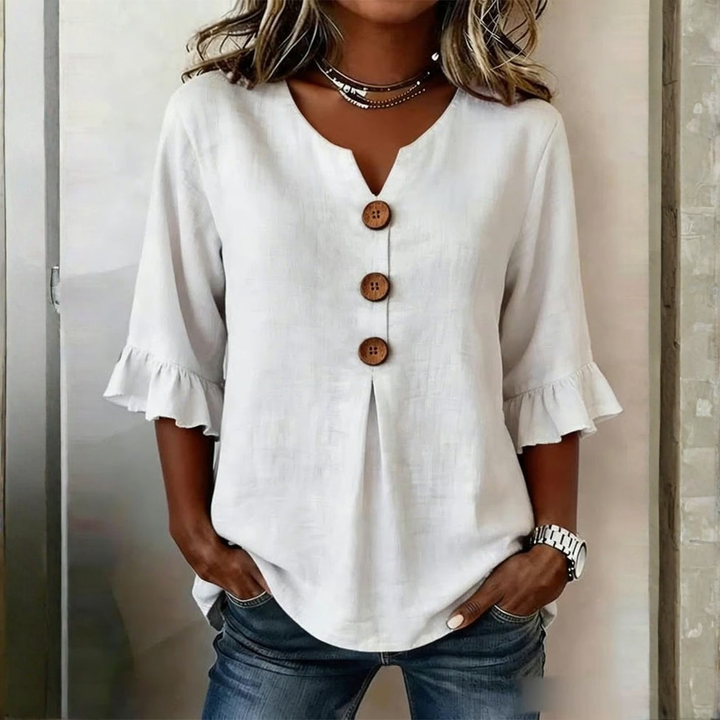 ANGELICA | CAMICETTA LINO-COTONE VOLANT