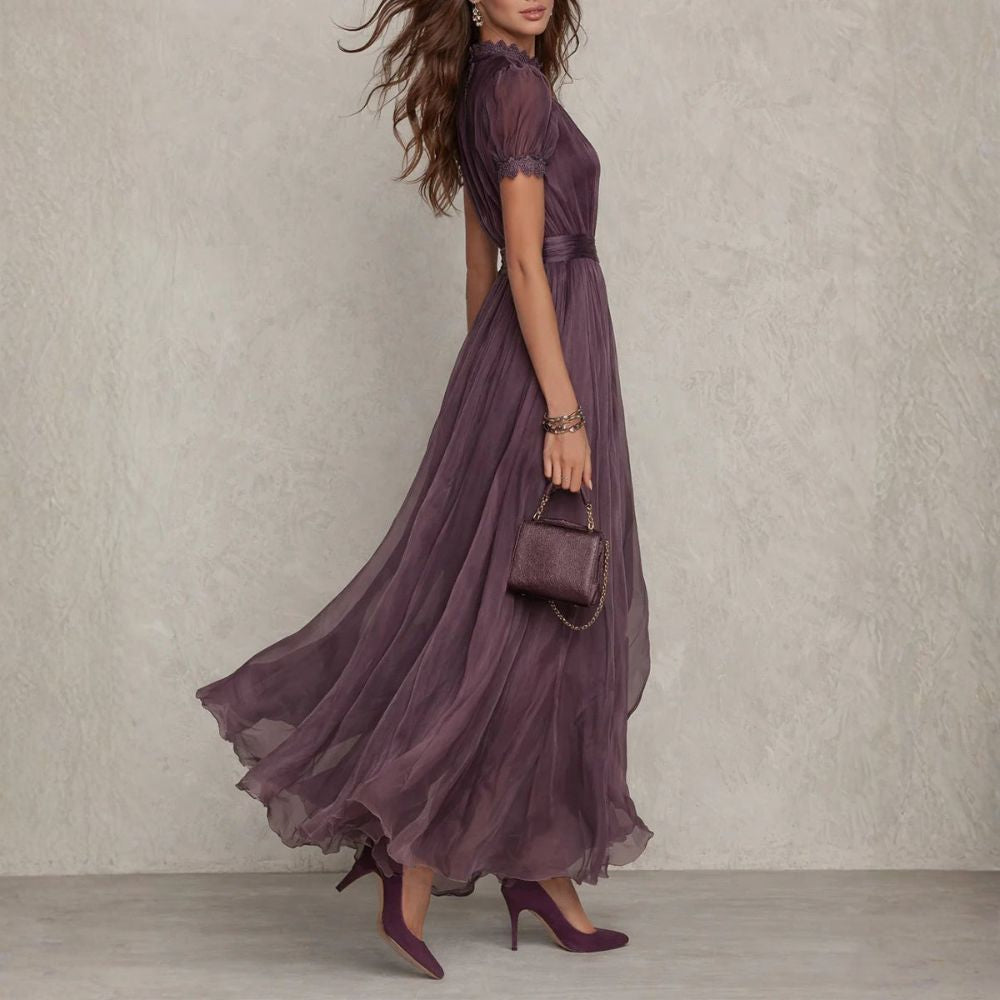 ZELMIRA | ABITO VIOLA IN CHIFFON