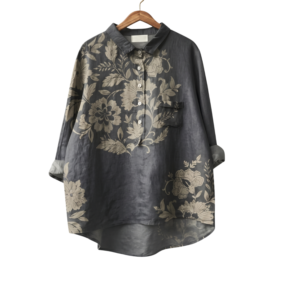 ANGELICA | BLUSA ELEGANTE IN LINO CON STAMPA FLOREALE