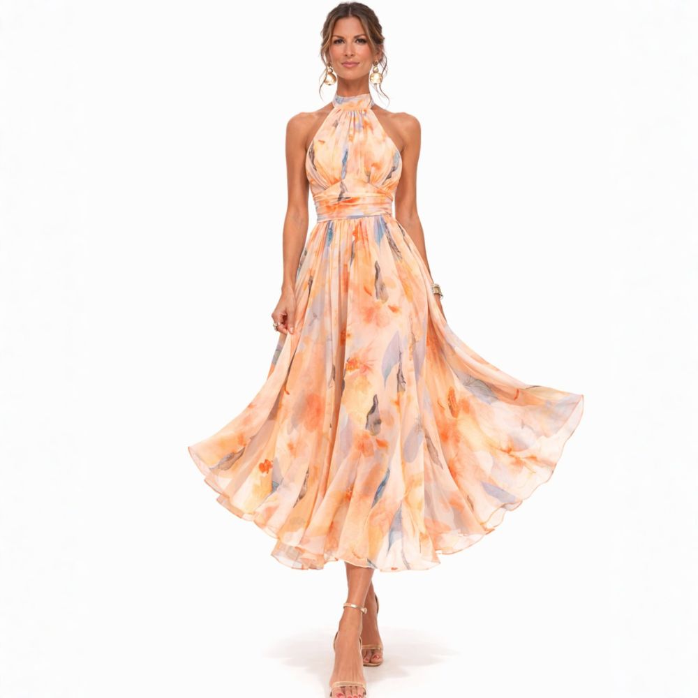 LIA | ABITO HALTER CON STAMPA ACQUERELLO