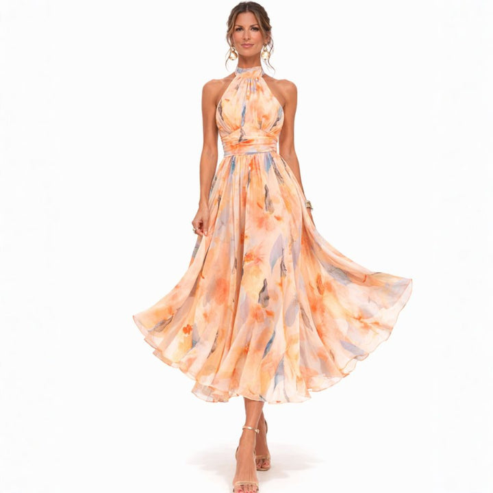 LIA | ABITO HALTER CON STAMPA ACQUERELLO